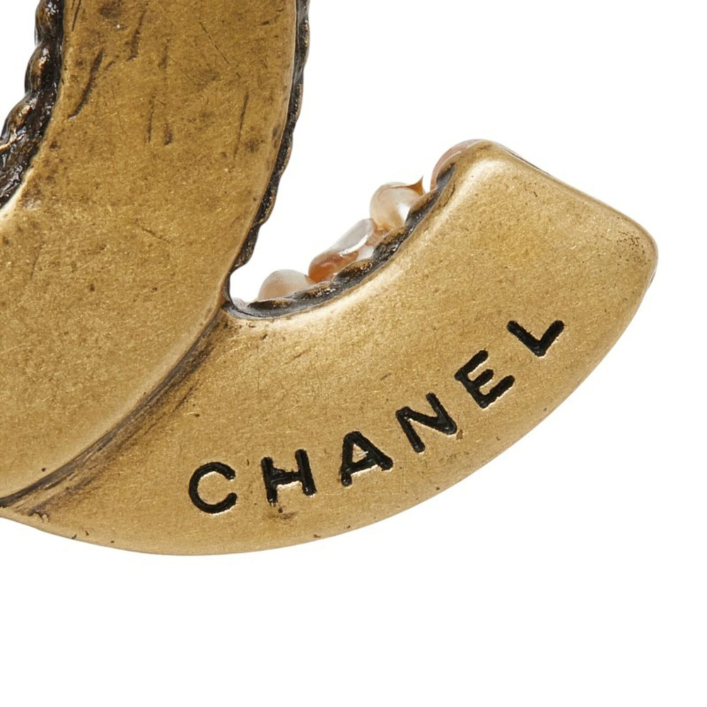 CHANEL Authentic Gold Pearl Logo Brooch - Picture 3 of 4